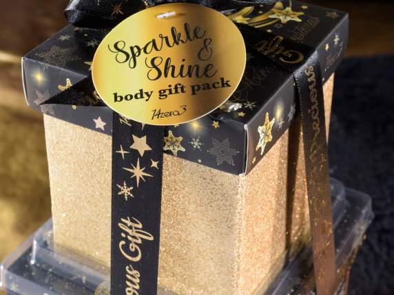 Black Chic gift box with 4 body care products and sponge