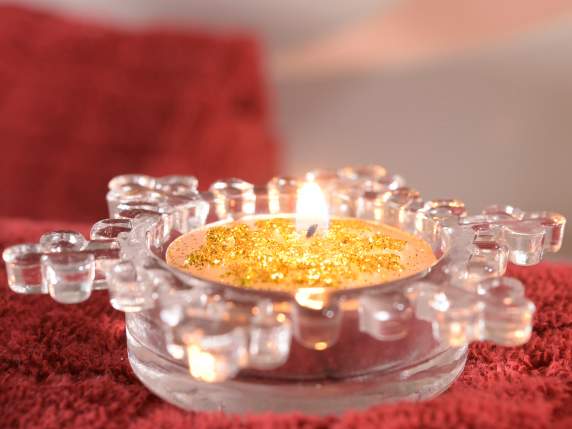 Bow glass tealight holder w - tealight in gift box