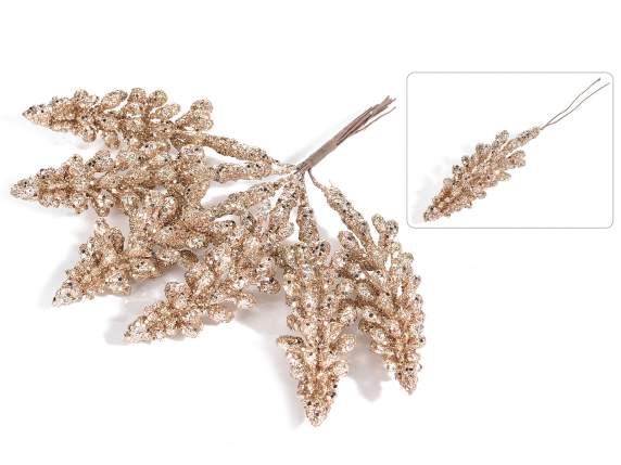 Bouquet of 6 bronze glittered tree branches
