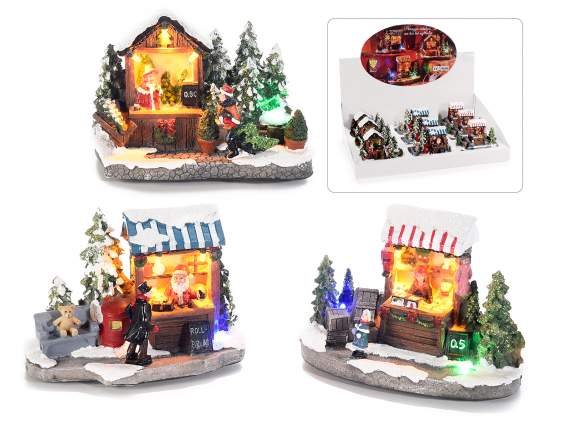 Christmas shop with multicolored led light in display