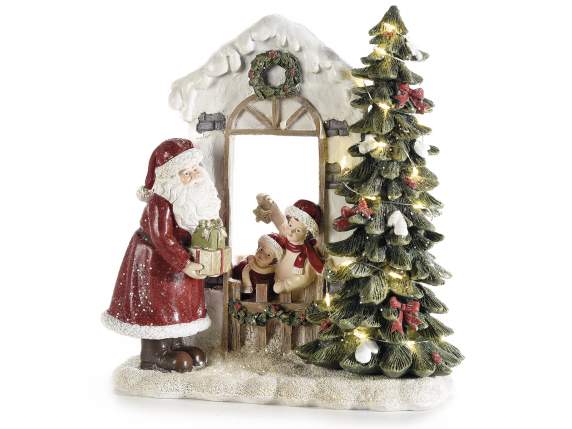 Decoration with Christmas characters in colored resin and li