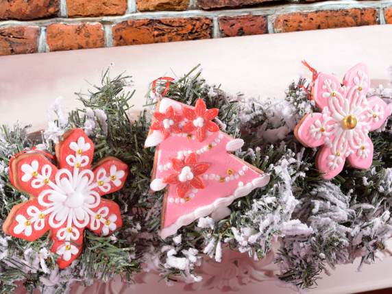 Pink Gingerbread resin paste decoration to hang