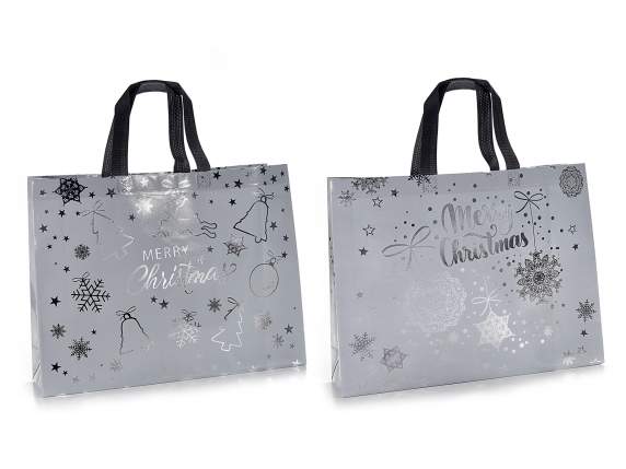 Bag in Silver non-woven fabric with silver decorations