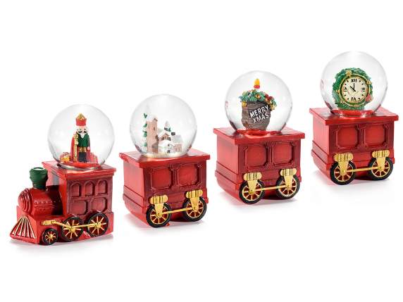 Christmas train set 4 wagons with resin snowball