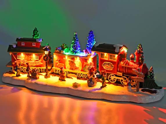 Resin train w - multicolor lights, music and movement