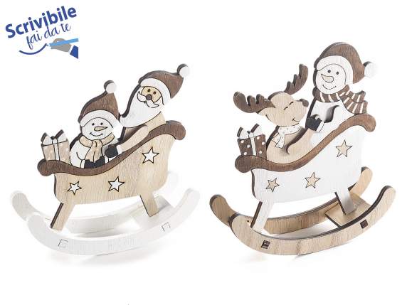 Christmas wooden rocking sleigh with Christmas characters