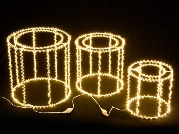 Set de 3 cilindri metalici conectabili 1719 LED-uri alb cald
