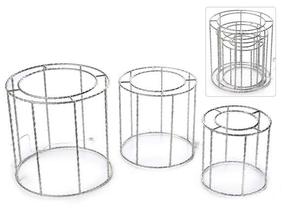 Set de 3 cilindri metalici conectabili 1719 LED-uri alb cald