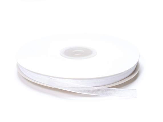 Cinta organza blanca nieve 7mm x 50mt