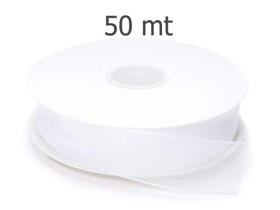 Cinta organza blanca nieve 25mm x 50mt