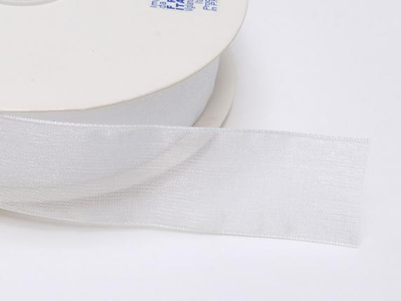 Cinta organza blanca nieve 25mm x 50mt