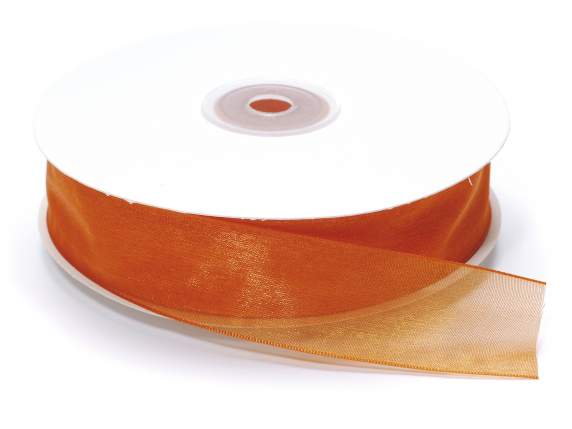 Cinta de organza de color naranja llama de 25 mm