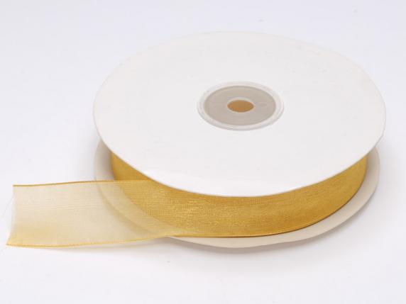 Cinta organza dorada 25mm x 50mt