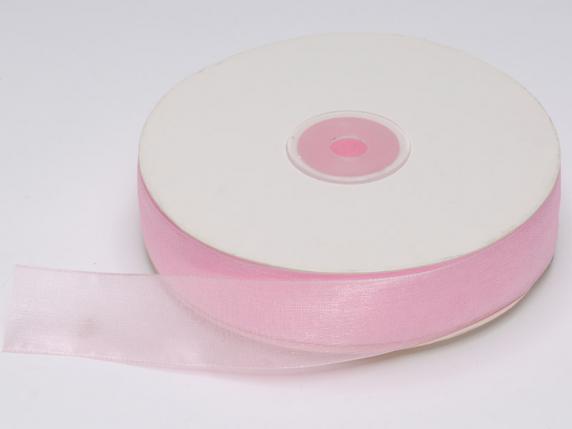 Cinta organza rosa bebe 25mm x 50m