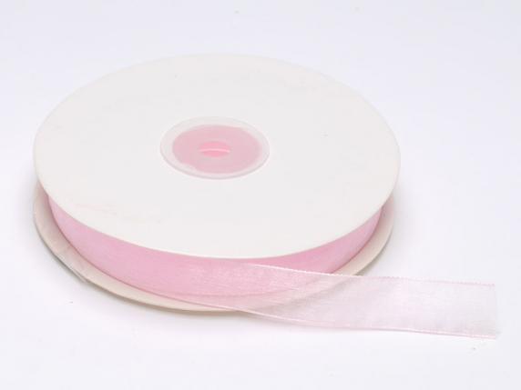 Cinta organza rosa bebe 15mm x 50mt