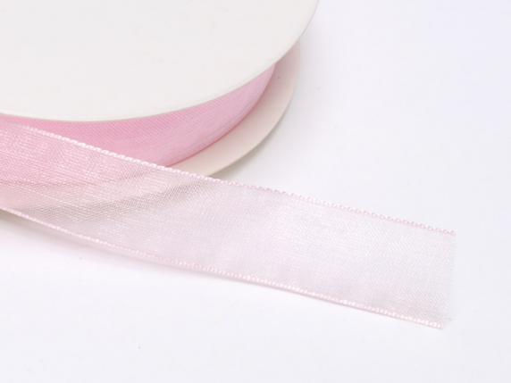 Cinta organza rosa bebe 15mm x 50mt