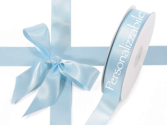 Cinta doble raso 25mm azul celeste personalizado