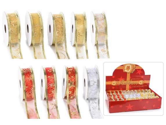 Expositor 36 cintas navideñas de 25 mm con borde moldeable