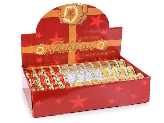 Expositor 36 cintas navideñas de 25 mm con borde moldeable