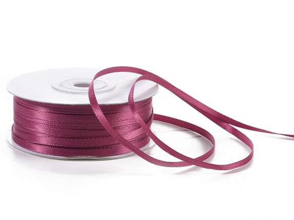 Cinta de raso doble de 3mm en color burdeos
