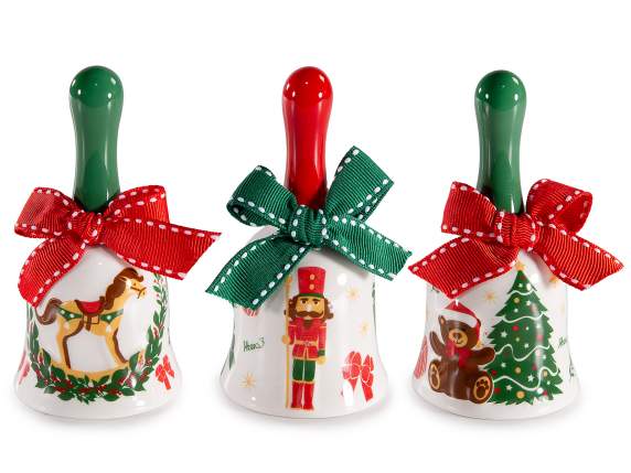 Cloche de Noël en céramique avec nœud