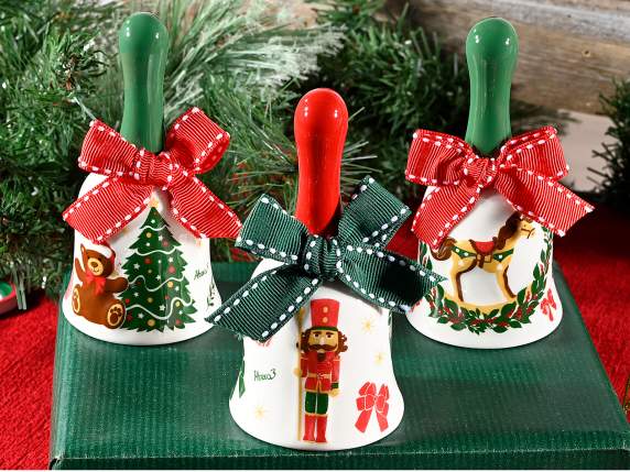 Cloche de Noël en céramique avec nœud