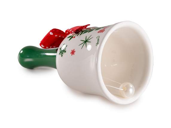 Cloche de Noël en céramique avec nœud