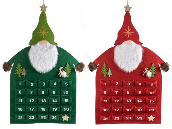 Advent calendar in colored cloth to hang
