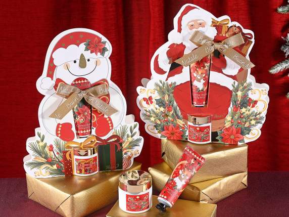 Coffret cadeau de personnages de Noël avec 2 produits corps