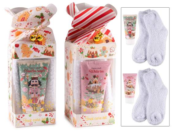 Coffret cadeau avec crème parfumée pour les pieds