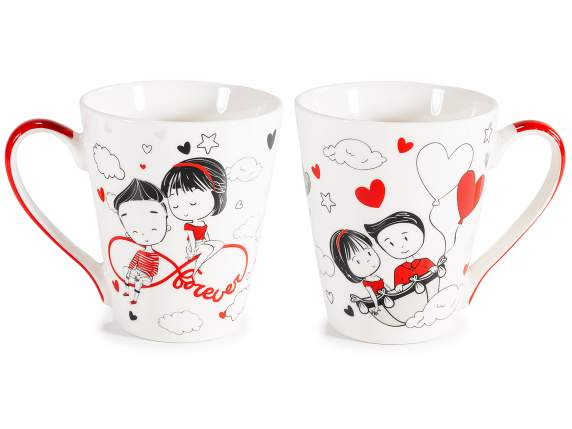 Ensemble de 2 tasses et cuillères en porcelaine de 300 ml su