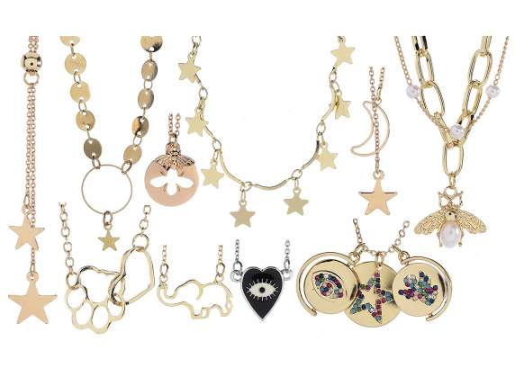 Collier surprise métal avec pendentif dans sac alimentaire