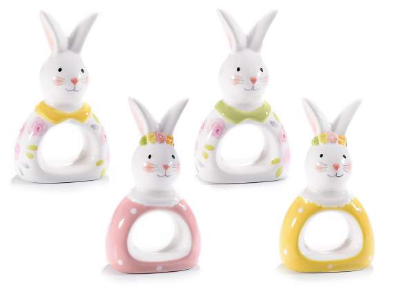 Colored ceramic napkin holder w / rabbit ears