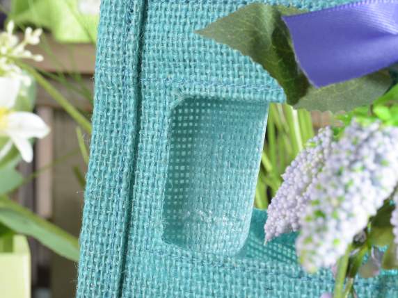 Handbag in colored jute with handles and window