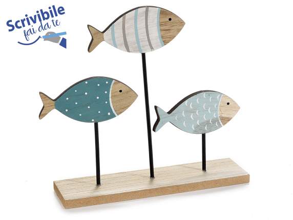 Colored wooden decoration with 3 fish to be placed