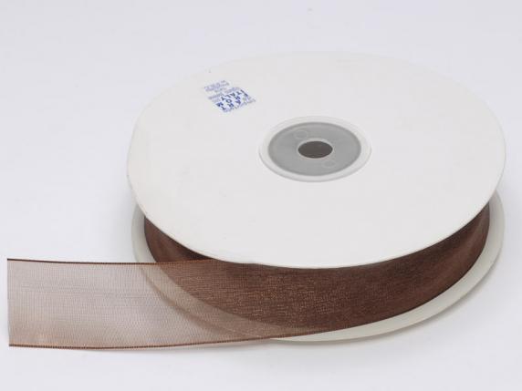 Panglica din organza maro ciocolata de 25 mm