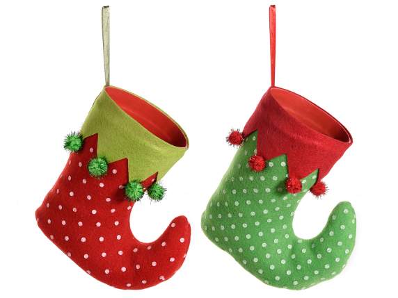 Cizma suport cadou elf cu pompon agatat