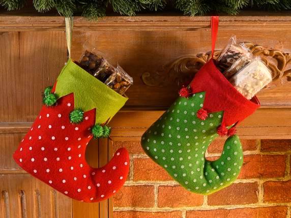 Cizma suport cadou elf cu pompon agatat