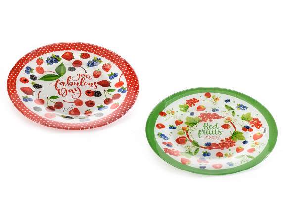 Placă rotundă din sticlă design Fructe roșii