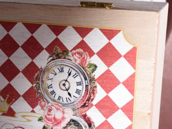 Caja madera para té-especias 9 compartimentos y decoraciones