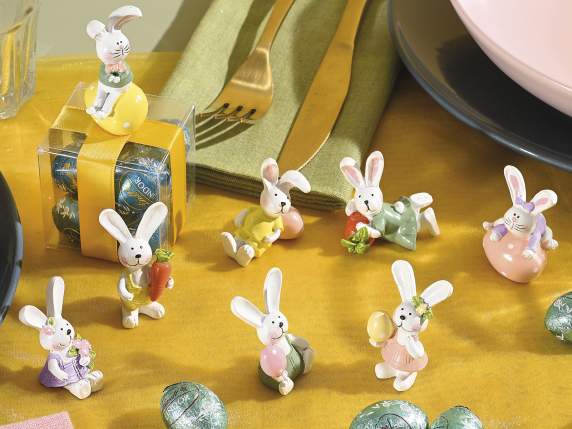 Set de Conejito de Pascua en Resina de Colores para Colocar