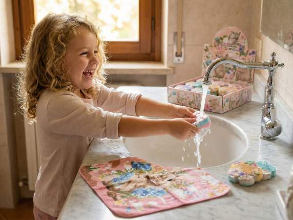 Mini toalla mágica de algodón con estampado de conejito