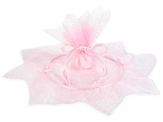 Voile double organza tulle et cravate rose