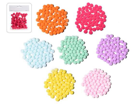 Confezione 60 palline pompon decorative colorate in stoffa
