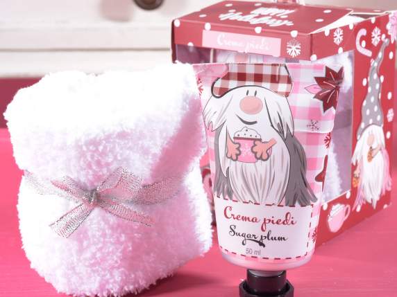 Confezione regalo crema piedi profumata e morbidi calzini