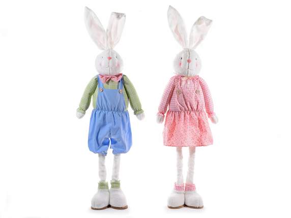 Coniglio in stoffa con gambe allungabili e vestito