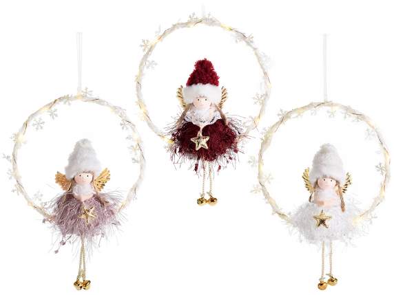 Corona de ángel de patas largas con luces LED colgantes