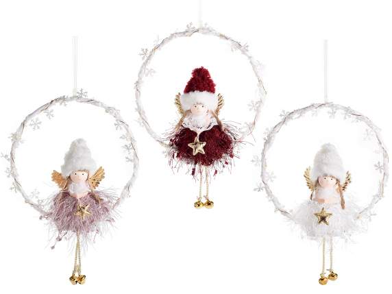 Corona de ángel de patas largas con luces LED colgantes
