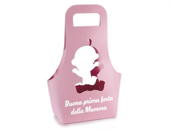 Cos cu flori din hartie semi-impermeabil pentru mama