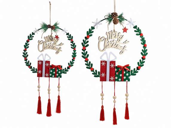Lot de 2 guirlandes en tissu avec écriture et pendentifs